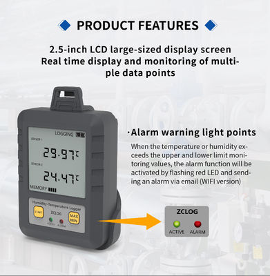 Sampling Interval 0.1mins-24h Pharmaceutical Industry WIFI LCD Display Temperature and Humidity Data Logger