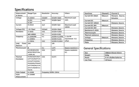 Multifunctional Handheld Process Calibrator for 4-20ma Voltage and Current Signals